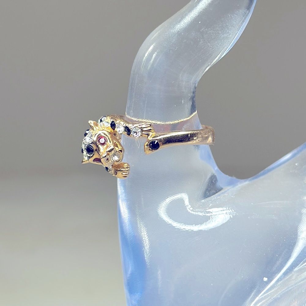 Vintage Panther Ring RSC 18KGE CZ Cocktail Statement Ring